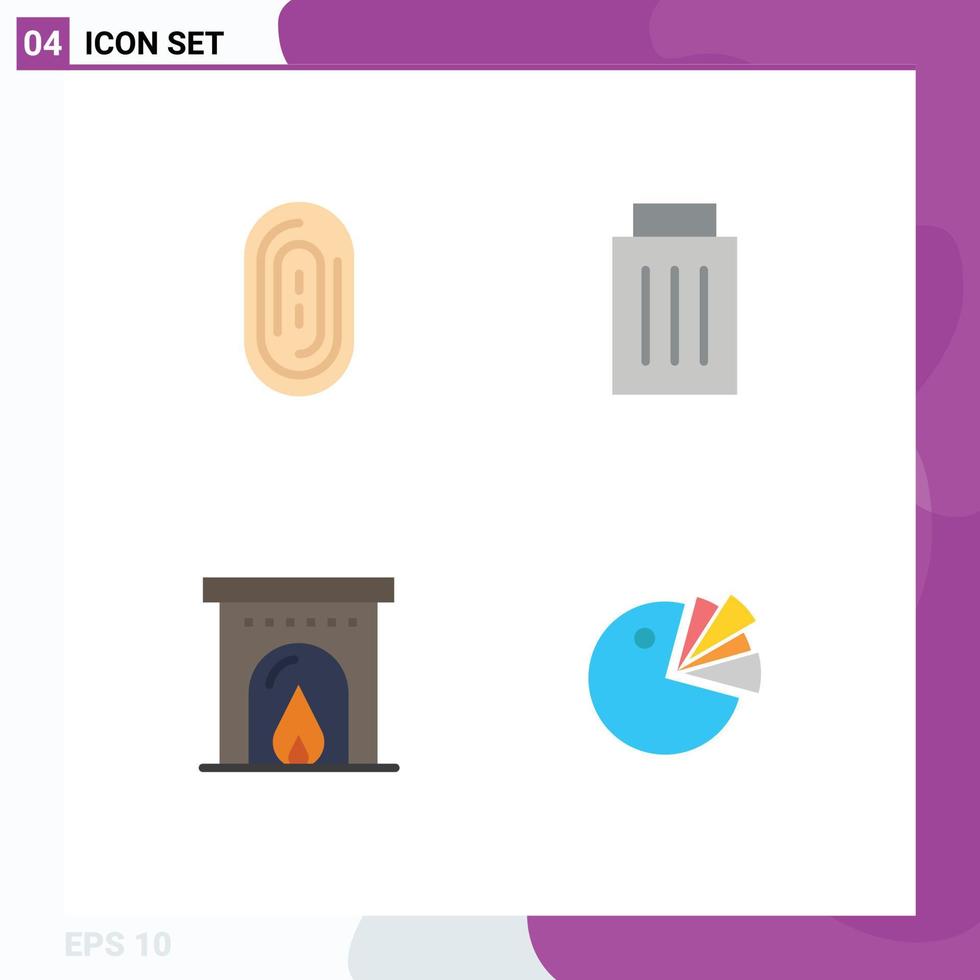 User Interface Pack of 4 Basic Flat Icons of biometric travel delete user chart Editable Vector Design Elements