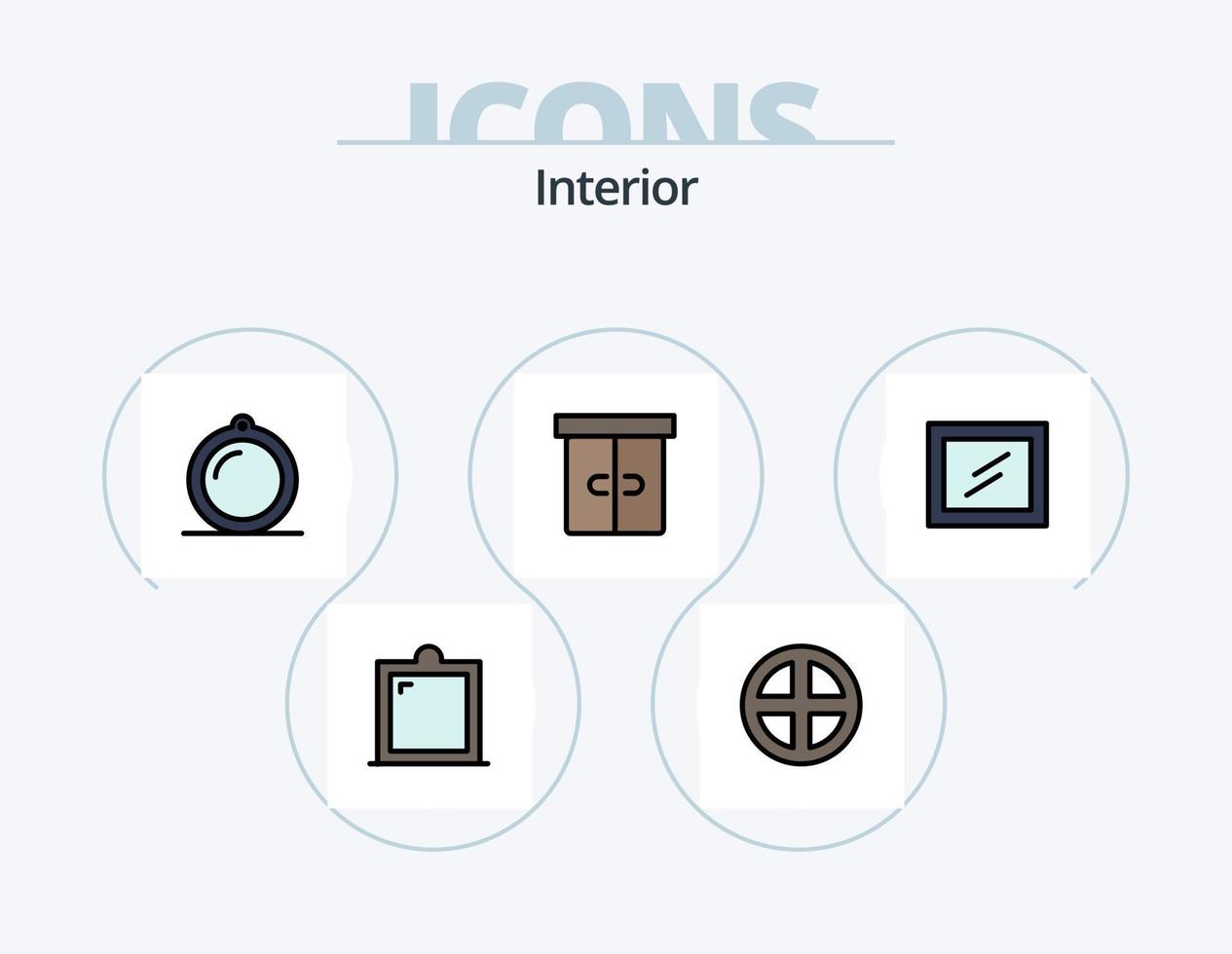 paquete de iconos llenos de línea interior 5 diseño de iconos. . . ligero. espejo. interior vector