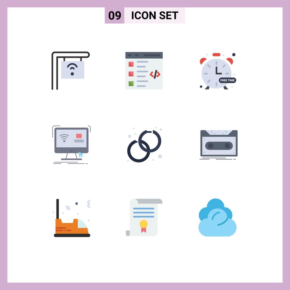 9 Universal Flat Color Signs Symbols of accessorize remote timer monitor control Editable Vector Design Elements