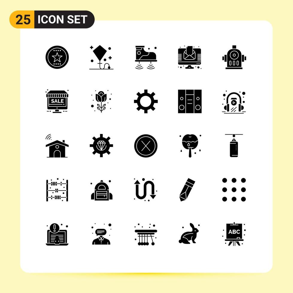 25 Solid Glyph concept for Websites Mobile and Apps newspaper news summer letter service Editable Vector Design Elements