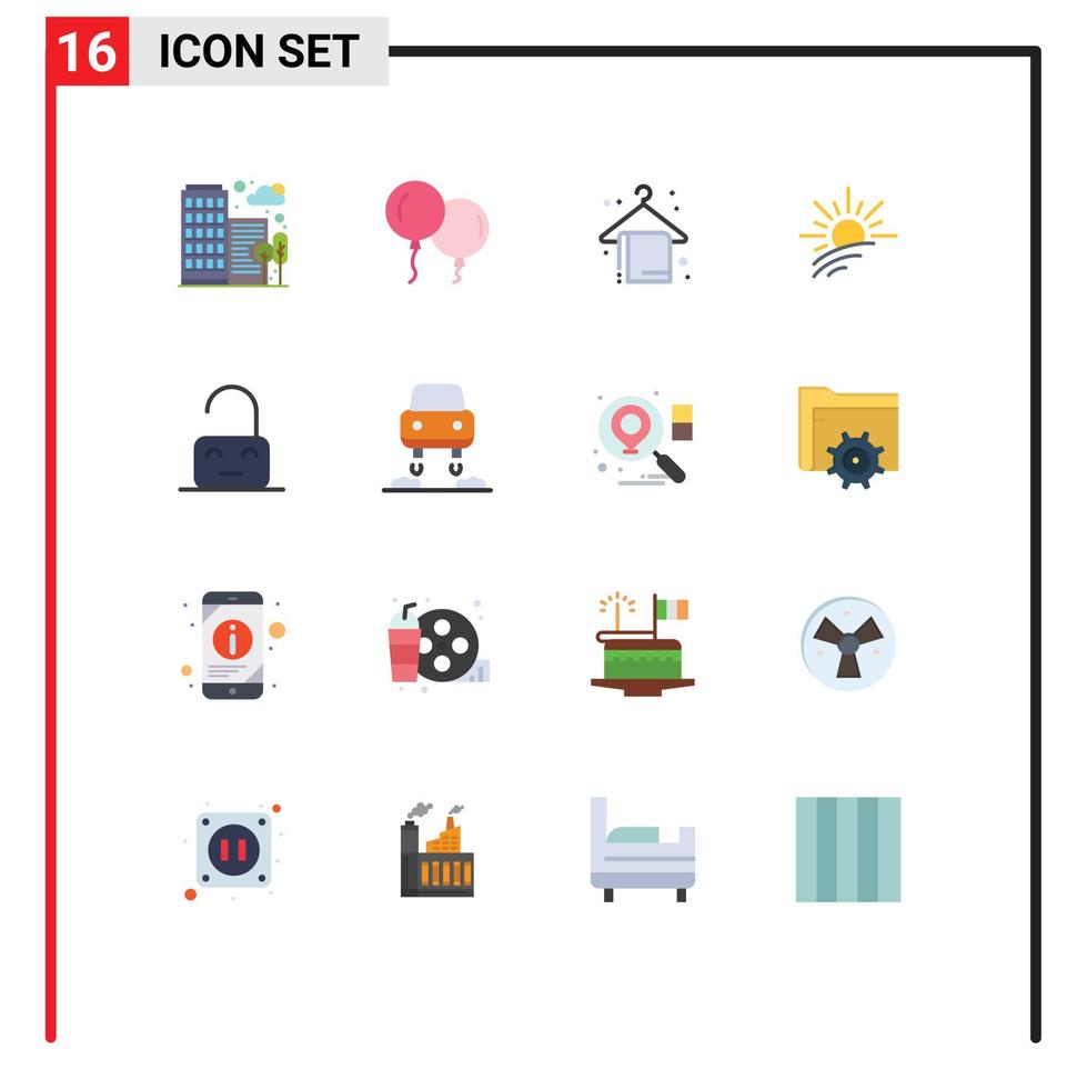 paquete de iconos de vector de stock de 16 signos y símbolos de línea para control parental toalla de playa luz de primavera paquete editable de elementos creativos de diseño de vectores