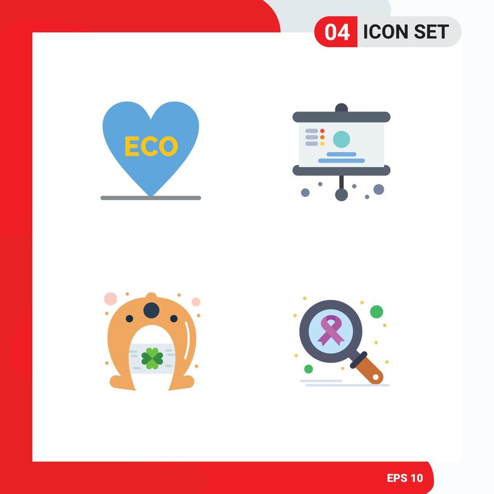 User Interface Pack of 4 Basic Flat Icons of eco festival environment school horseshoe Editable Vector Design Elements