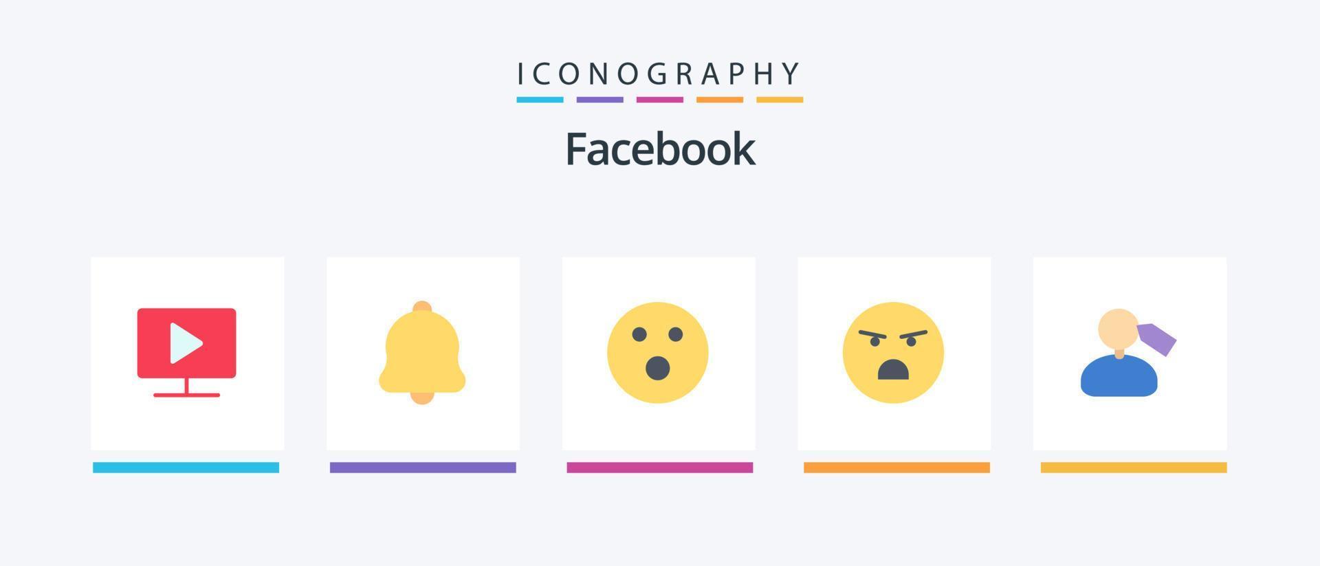Facebook Flat 5 Icon Pack Including mark. feeling. golfball. faint. emoji. Creative Icons Design vector