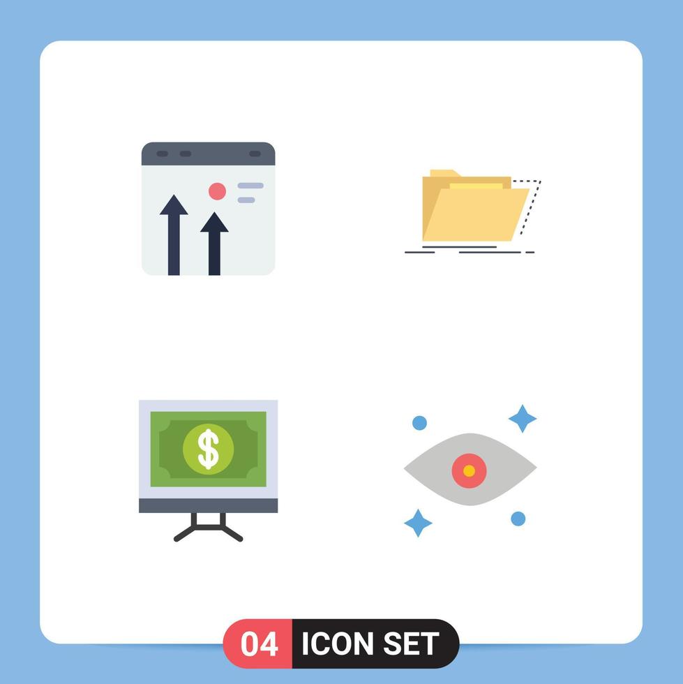 4 iconos creativos, signos y símbolos modernos de la carpeta de flechas, catálogo económico, haga clic en elementos de diseño vectorial editables vector