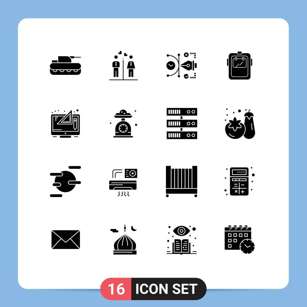 Solid Glyph Pack of 16 Universal Symbols of welder welding girl mask digital Editable Vector Design Elements