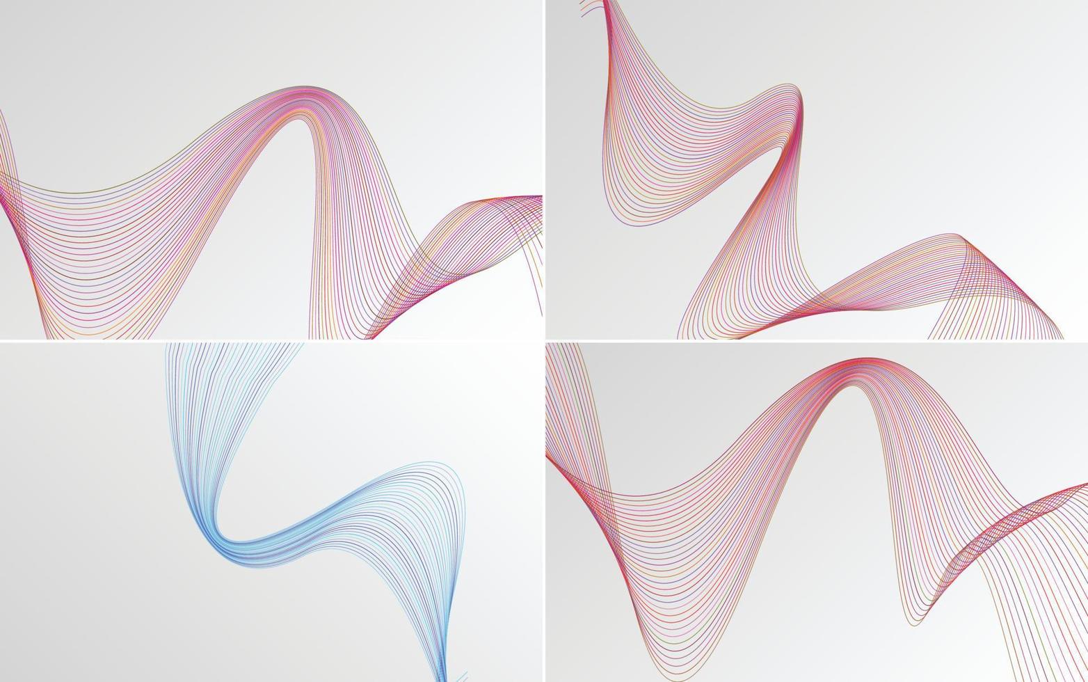 Collection of geometric minimal lines pattern set vector