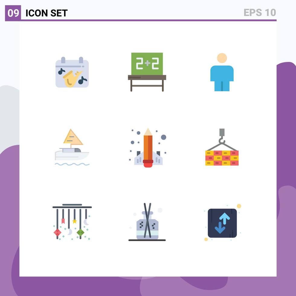 Stock Vector Icon Pack of 9 Line Signs and Symbols for rocket knowledge human education country Editable Vector Design Elements