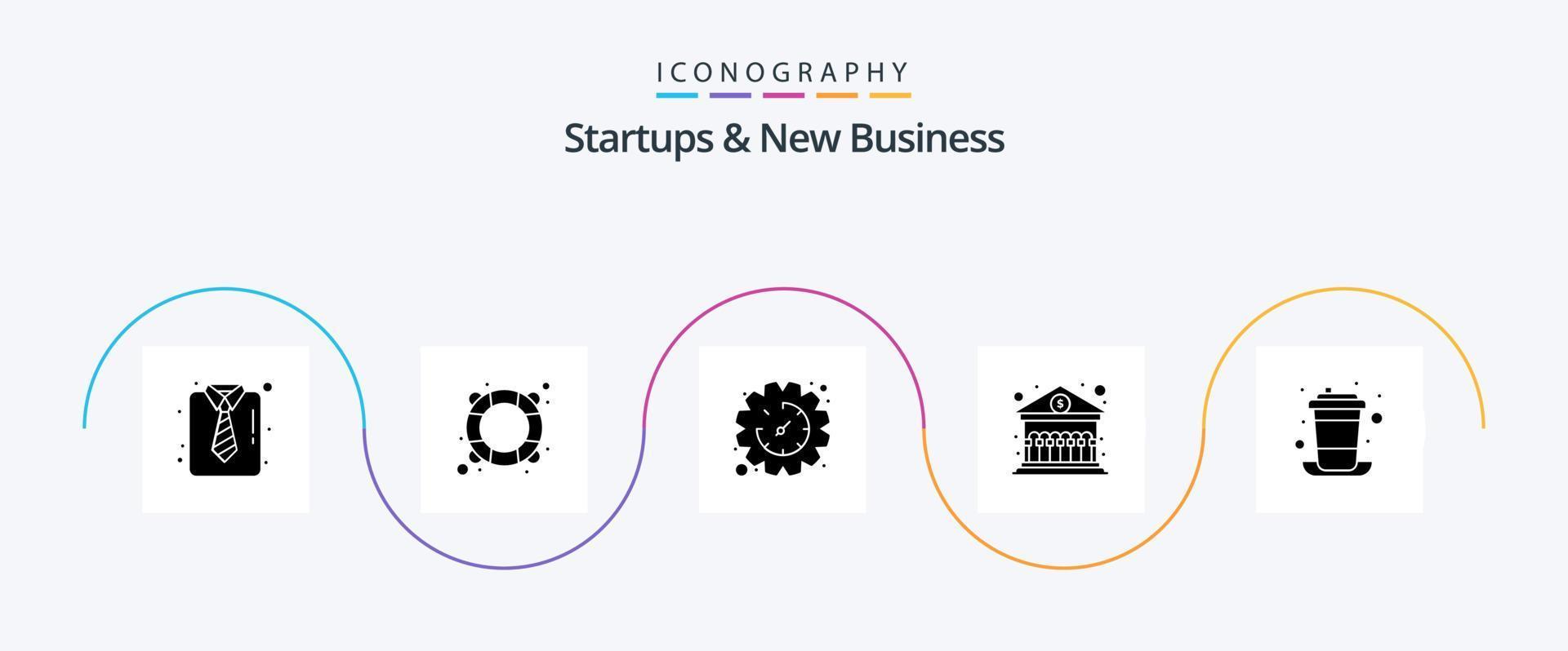 Startups And New Business Glyph 5 Icon Pack Including coffee. finance. support. building. management vector