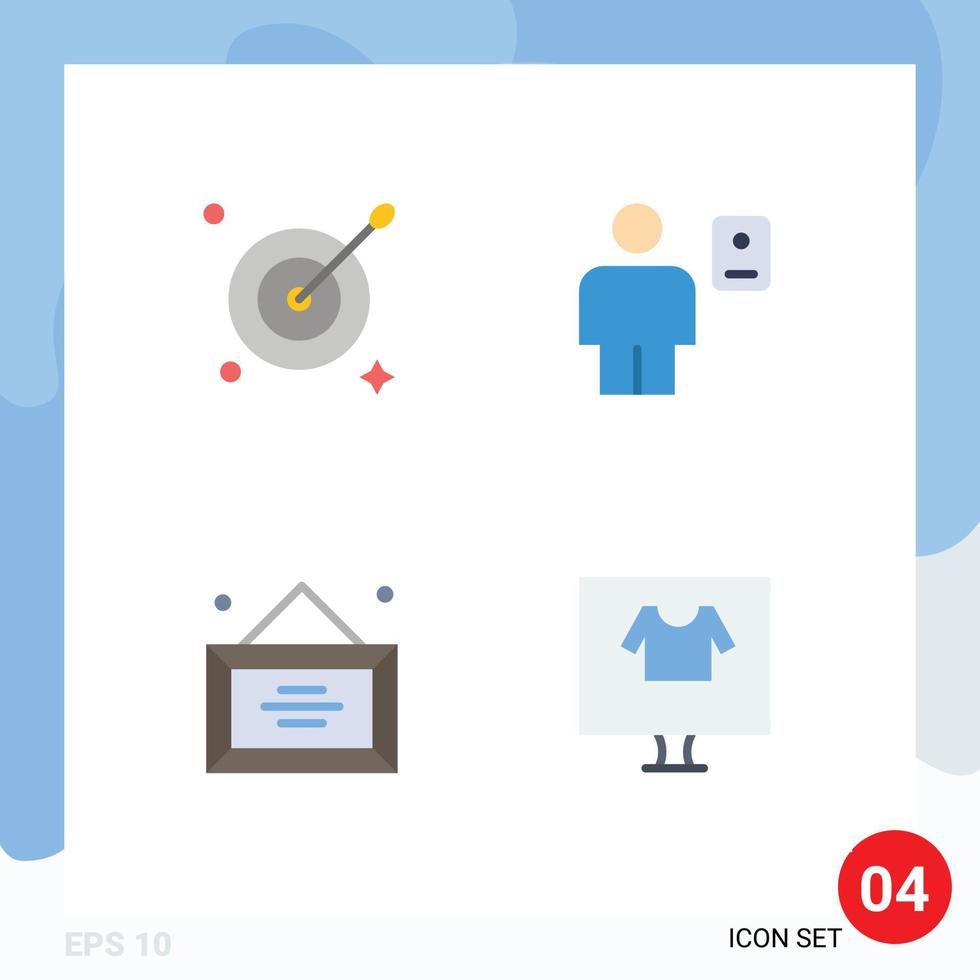 Set of 4 Commercial Flat Icons pack for target desk avatar human office Editable Vector Design Elements