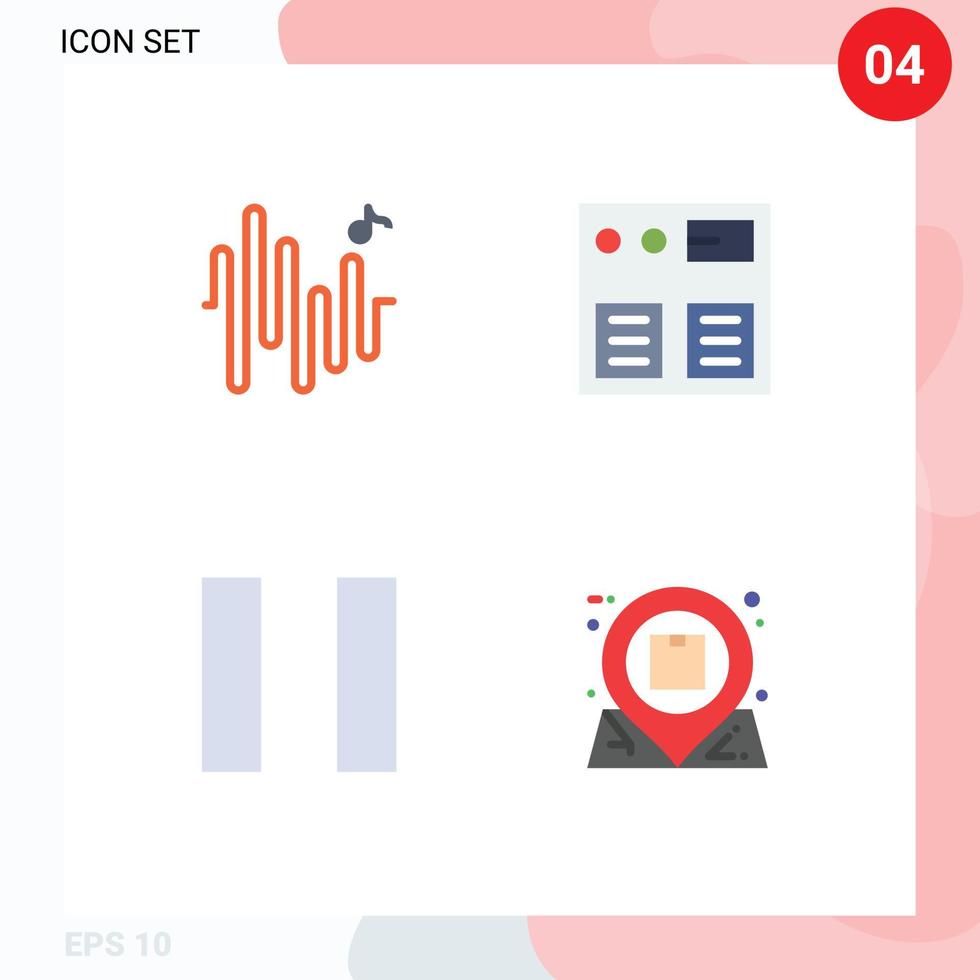 Set of 4 Commercial Flat Icons pack for music communication arrow shopping inbox Editable Vector Design Elements