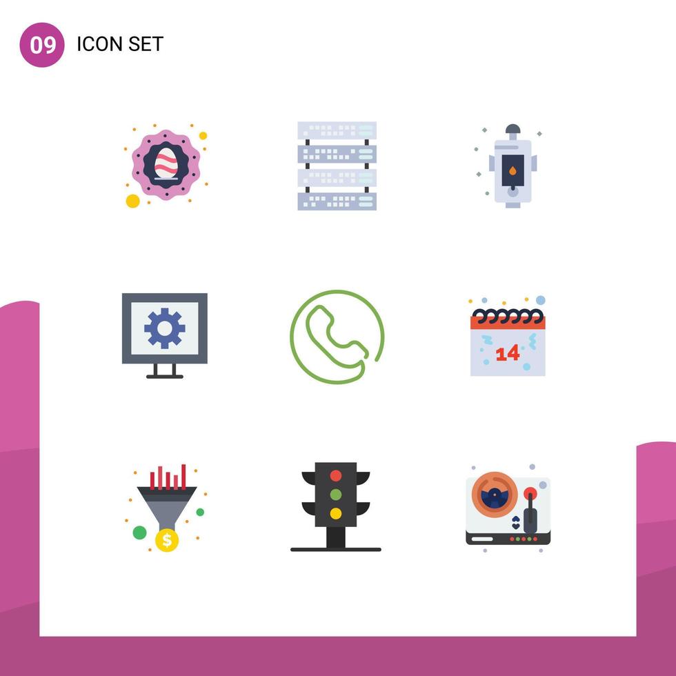 Modern Set of 9 Flat Colors Pictograph of answer tv city entertainment fire Editable Vector Design Elements