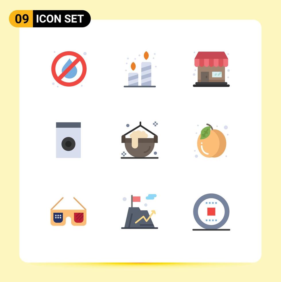 9 User Interface Flat Color Pack of modern Signs and Symbols of pack magic store halloween washer Editable Vector Design Elements