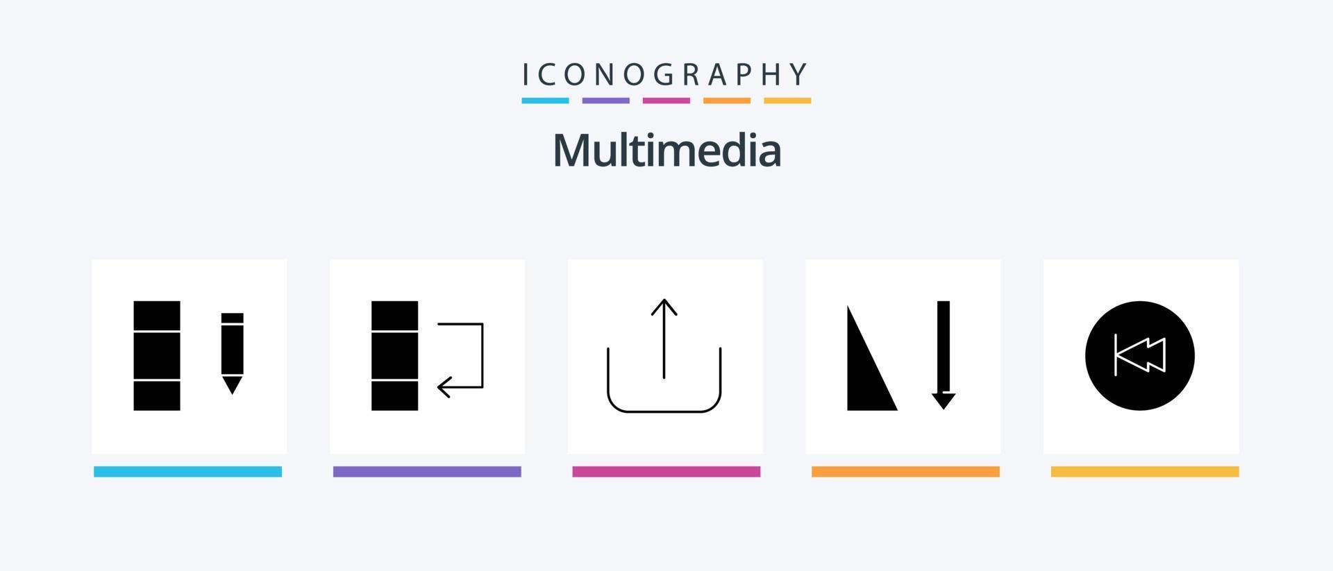 Multimedia Glyph 5 Icon Pack Including . multimedia. upload. backward. arrow. Creative Icons Design vector