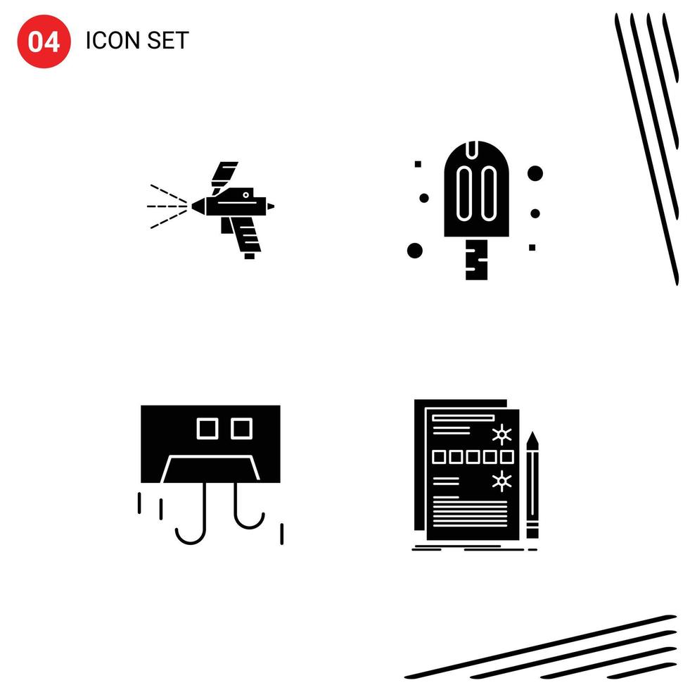 Set of 4 Modern UI Icons Symbols Signs for spray condition construction ice devices Editable Vector Design Elements