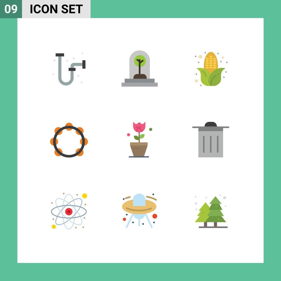 9 Universal Flat Colors Set for Web and Mobile Applications decoration sound tree music audio Editable Vector Design Elements