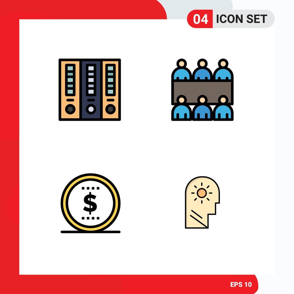 conjunto de 4 iconos modernos de la interfaz de usuario signos de símbolos para el control de la tabla de finanzas del precio del archivo elementos de diseño vectorial editables vector