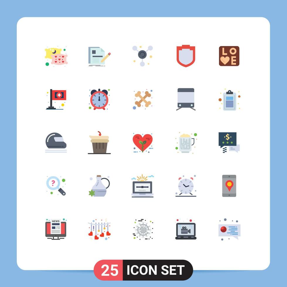 Stock Vector Icon Pack of 25 Line Signs and Symbols for wedding love atom sign security Editable Vector Design Elements