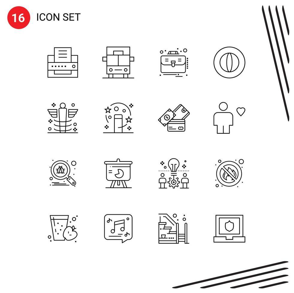 Outline Pack of 16 Universal Symbols of medical health case care finance Editable Vector Design Elements