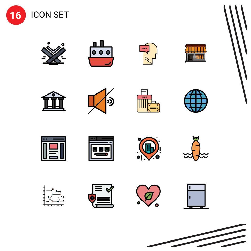 Set of 16 Modern UI Icons Symbols Signs for store online traffic shop inner Editable Creative Vector Design Elements