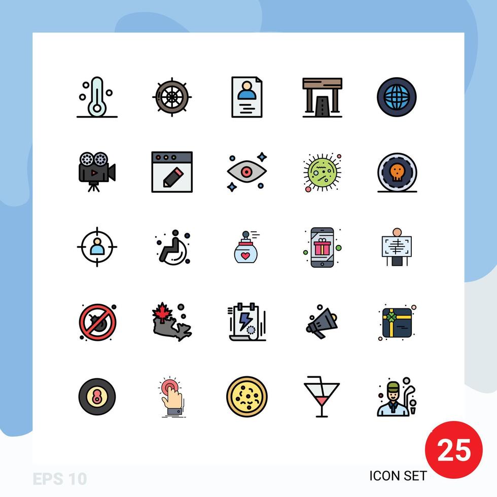 25 iconos creativos signos y símbolos modernos del juego central actividades de acabado de viajes elementos de diseño vectorial editables vector