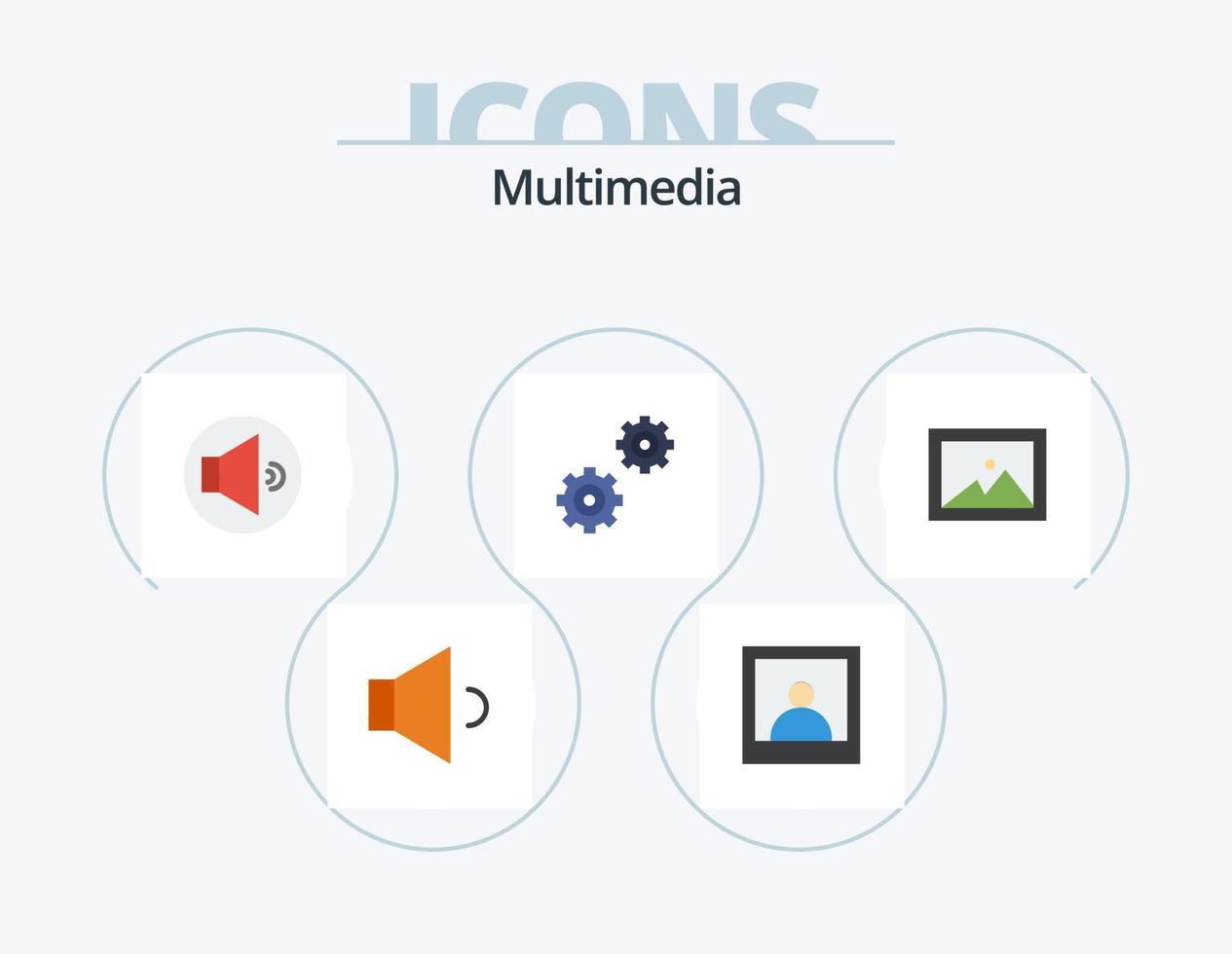 diseño de iconos de paquete de iconos planos multimedia 5. . álbum. vector