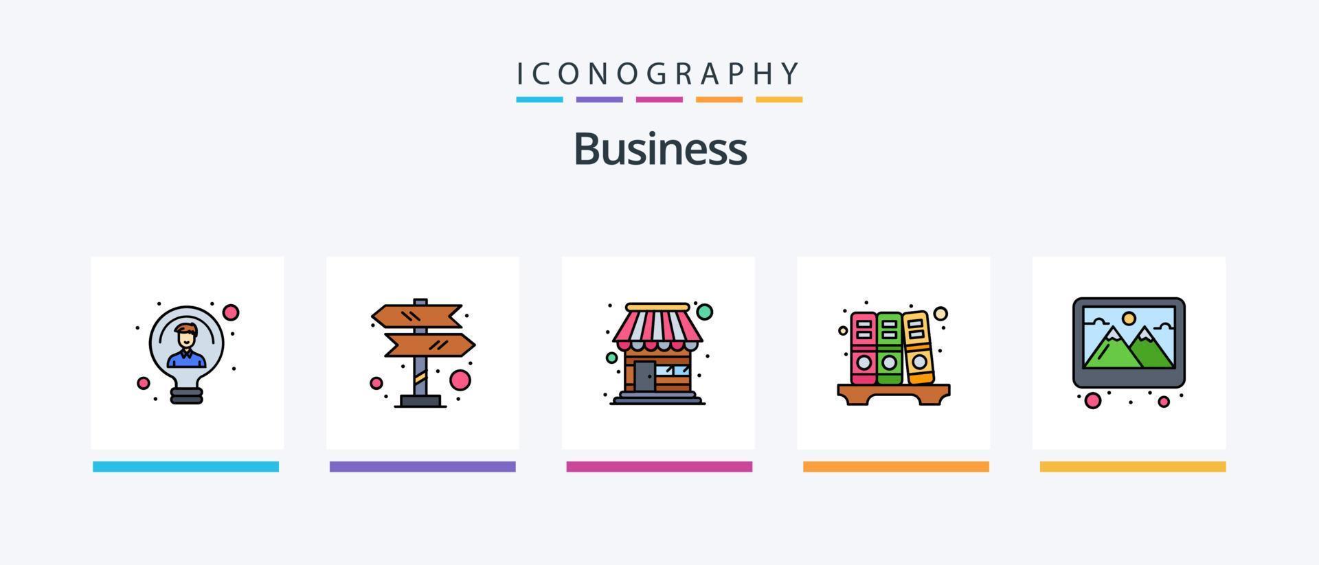 Business Line Filled 5 Icon Pack Including online. cloud. achieved. watch. glass. Creative Icons Design vector