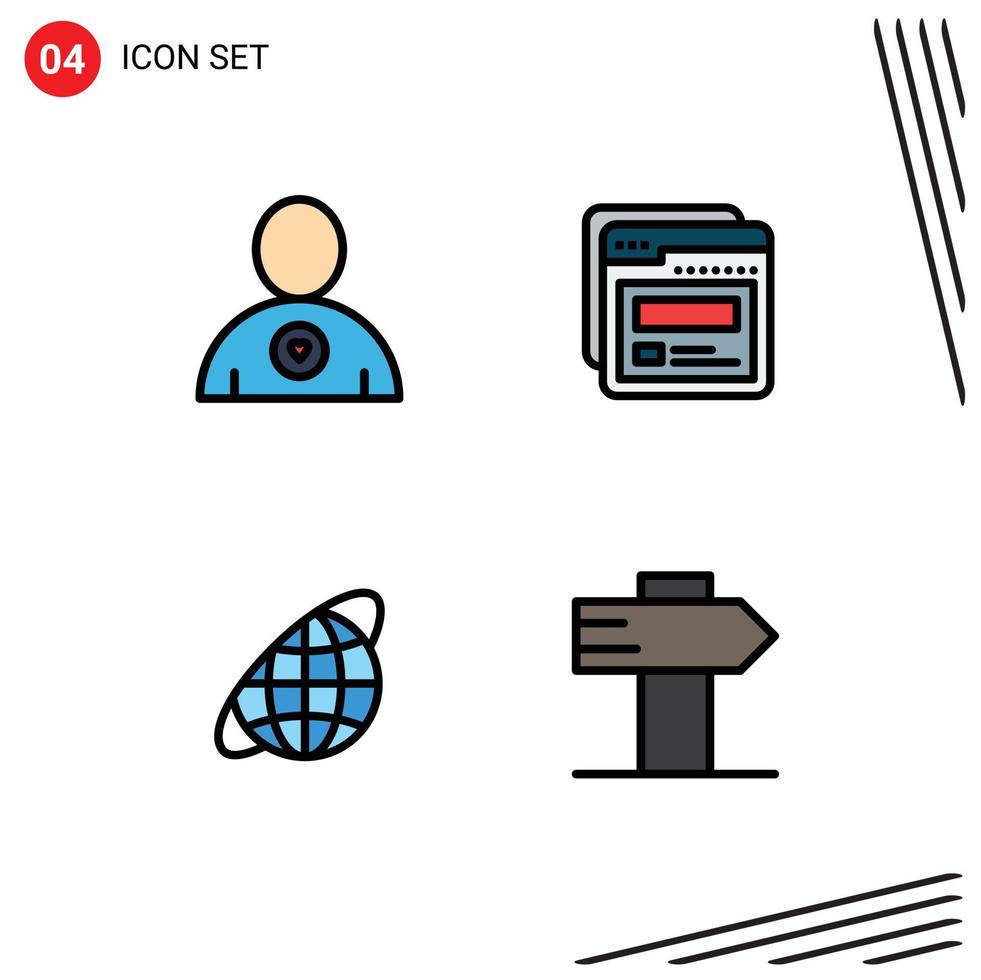 paquete de iconos vectoriales de stock de 4 signos y símbolos de línea para la guía de ayuda de la página del planeta favorito elementos de diseño vectorial editables vector