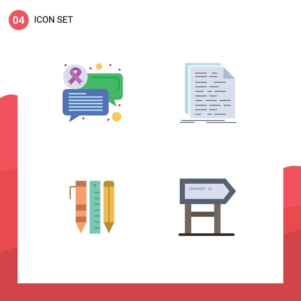 Universal Icon Symbols Group of 4 Modern Flat Icons of chat essential ...