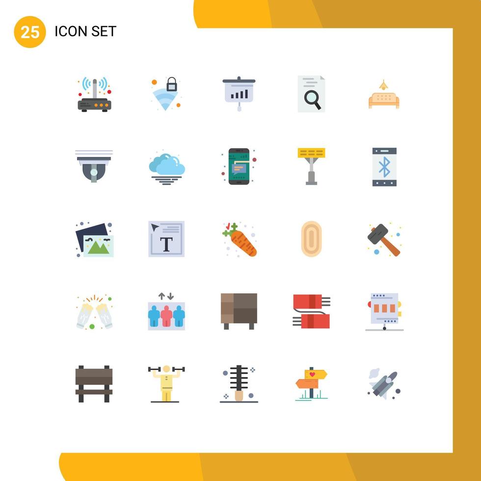 Pack of 25 Modern Flat Colors Signs and Symbols for Web Print Media such as sofa resume wifi hr information Editable Vector Design Elements