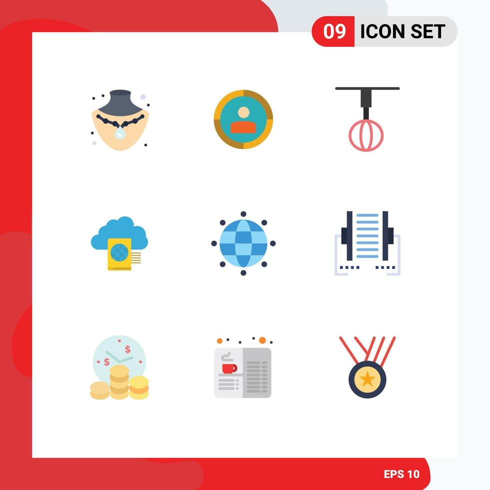 grupo de símbolos de iconos universales de 9 colores planos modernos de la carga mundial de artículos para el hogar que leen elementos de diseño de vectores editables