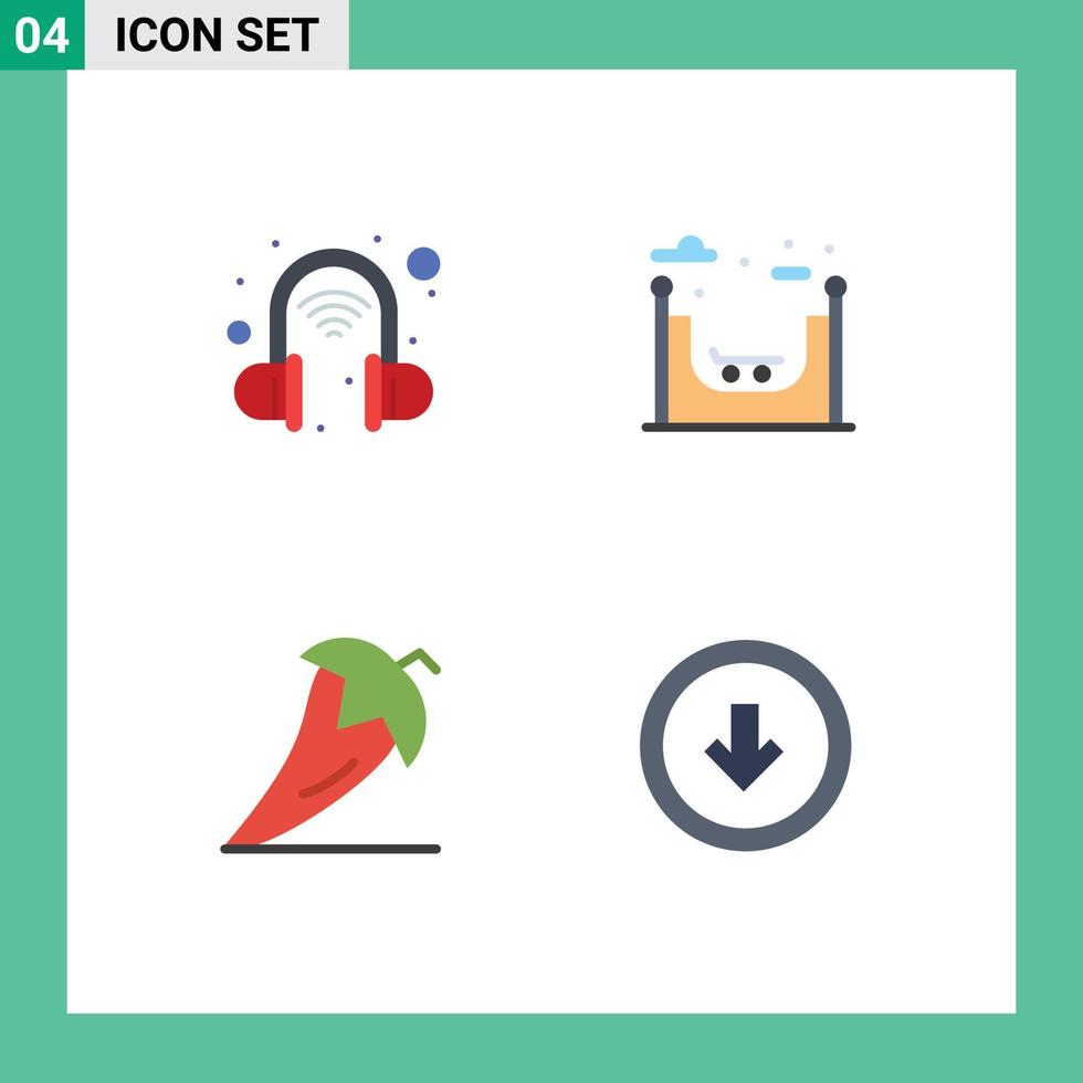paquete de 4 iconos planos creativos de elementos de diseño de vectores editables de flecha de chile de ciudad de pimienta inteligente