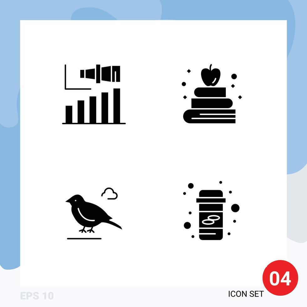 User Interface Solid Glyph Pack of modern Signs and Symbols of business british term book sparrow Editable Vector Design Elements