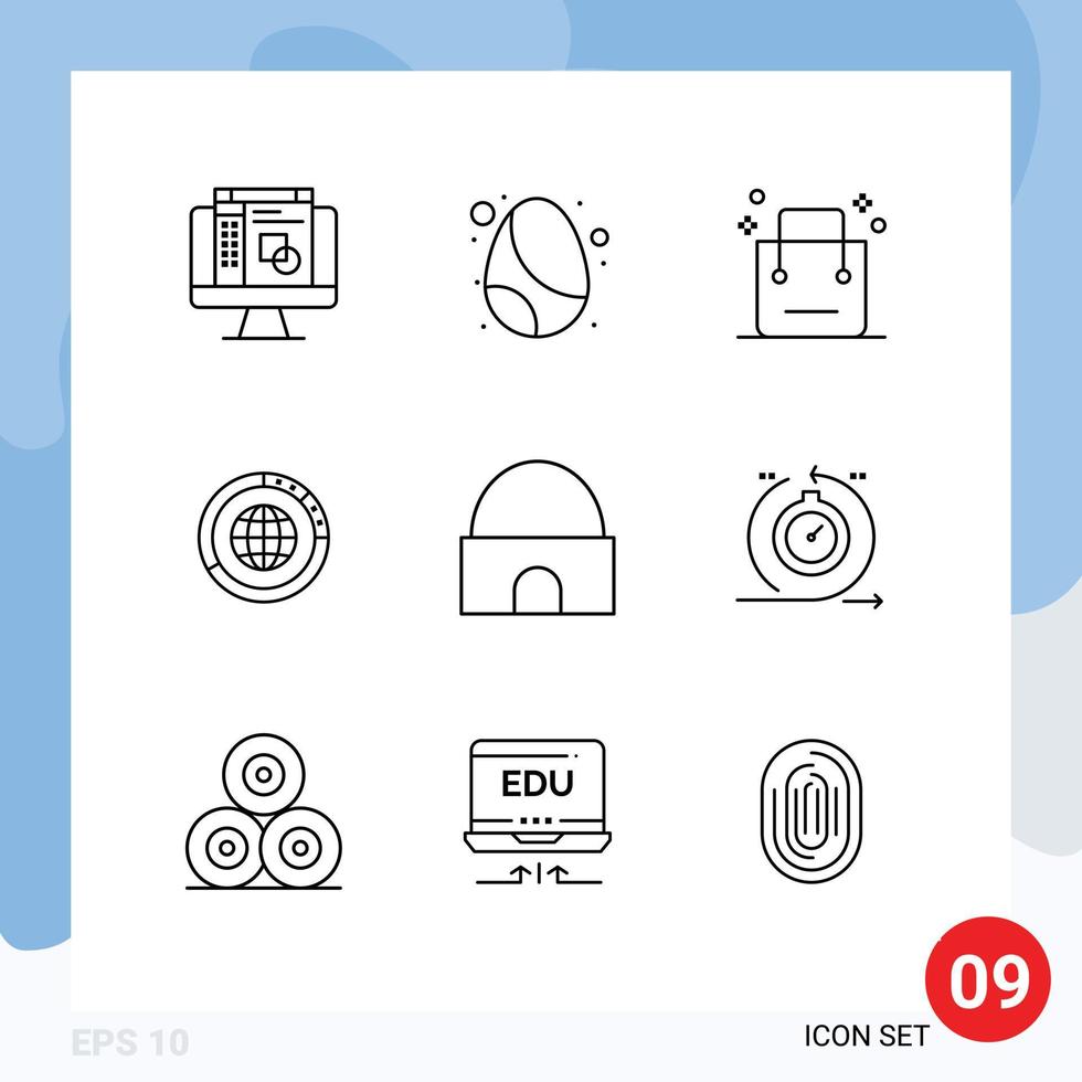 User Interface Pack of 9 Basic Outlines of statistics globe cart global management Editable Vector Design Elements