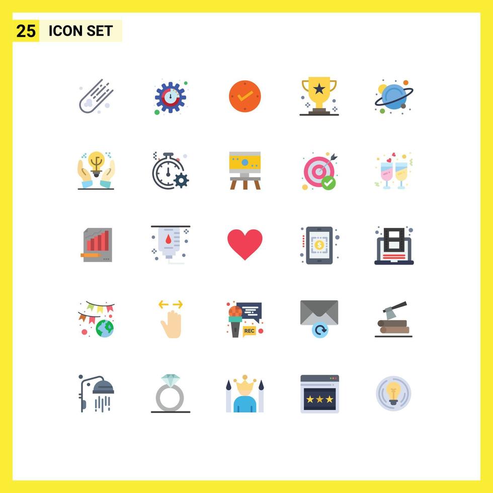 Mobile Interface Flat Color Set of 25 Pictograms of science physics approved sport game Editable Vector Design Elements