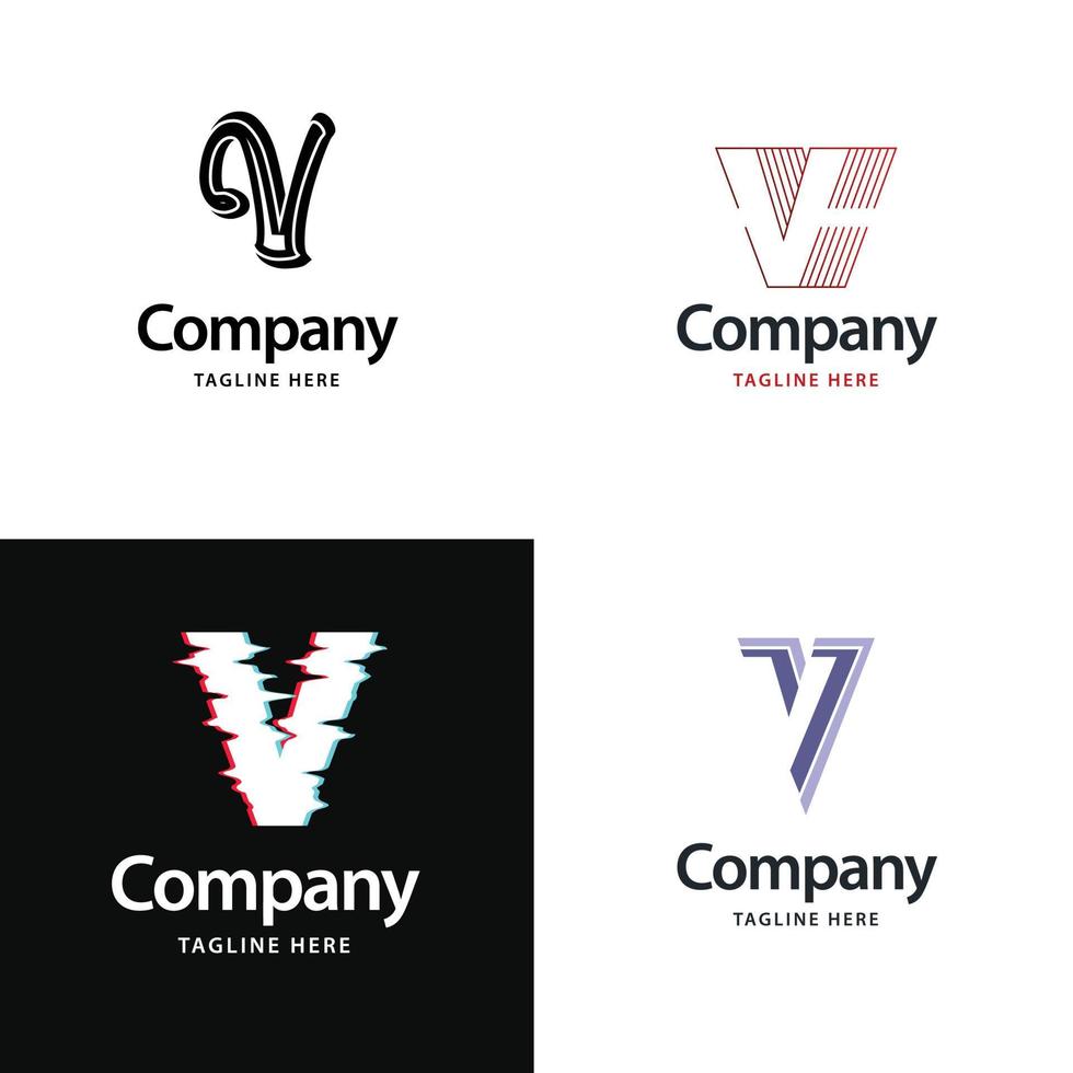 letra v diseño de paquete de logotipos grandes diseño de logotipos modernos y creativos para su negocio vector