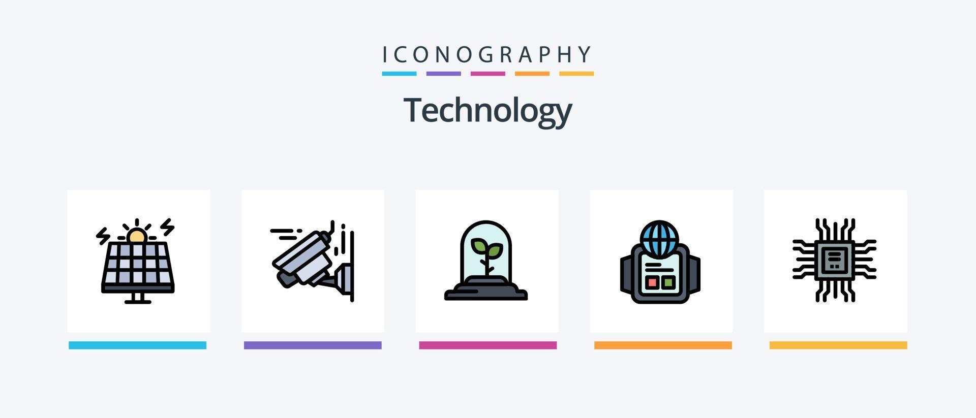 Technology Line Filled 5 Icon Pack Including technology. action. car. ontechnology. computer. Creative Icons Design vector