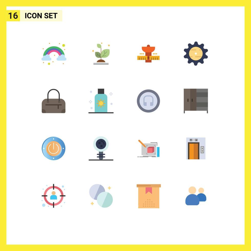 Mobile Interface Flat Color Set of 16 Pictograms of fashion food space drink bottle Editable Pack of Creative Vector Design Elements