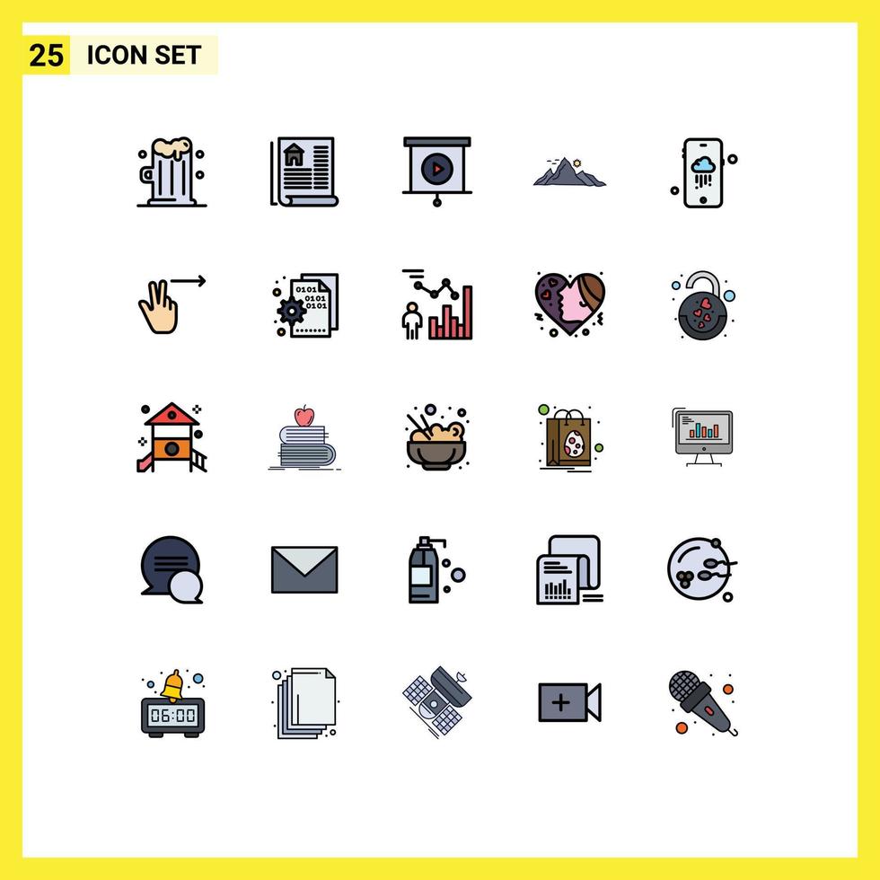 Set of 25 Modern UI Icons Symbols Signs for fingers weather presentation mobile nature Editable Vector Design Elements