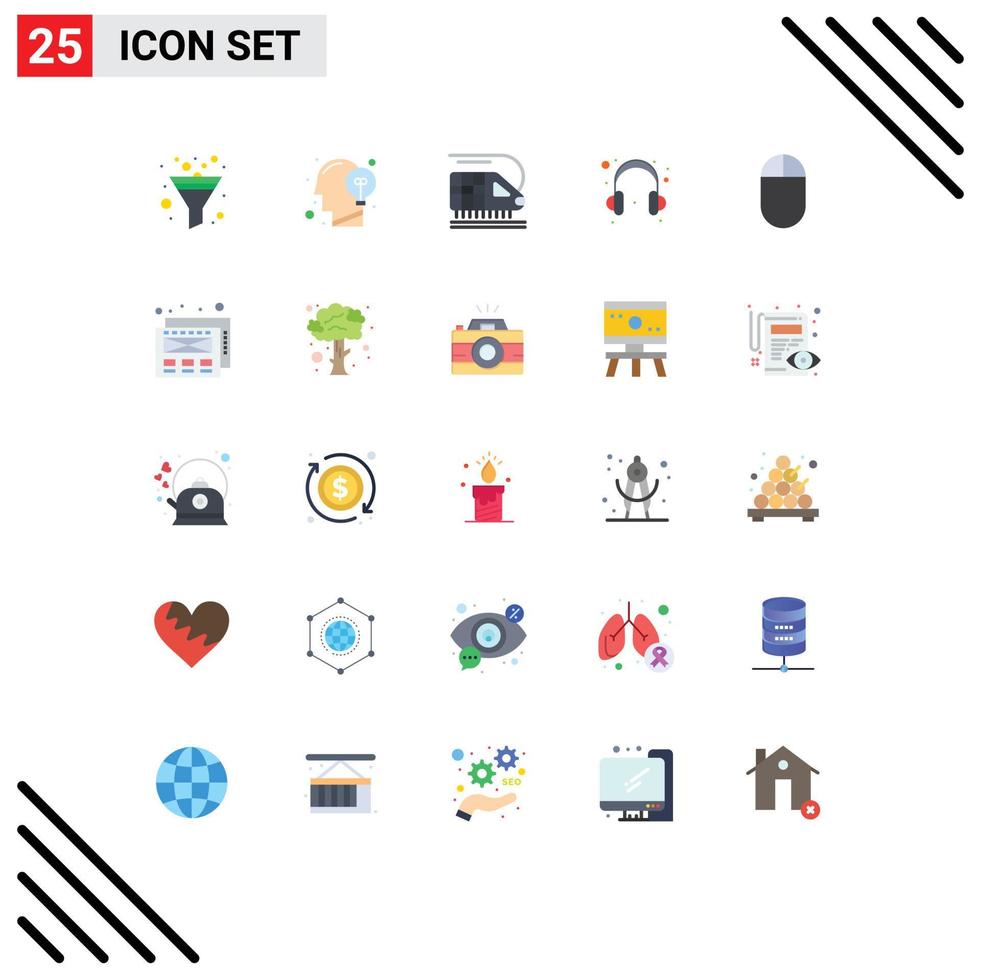 Pictogram Set of 25 Simple Flat Colors of web mouse train hardware help Editable Vector Design Elements