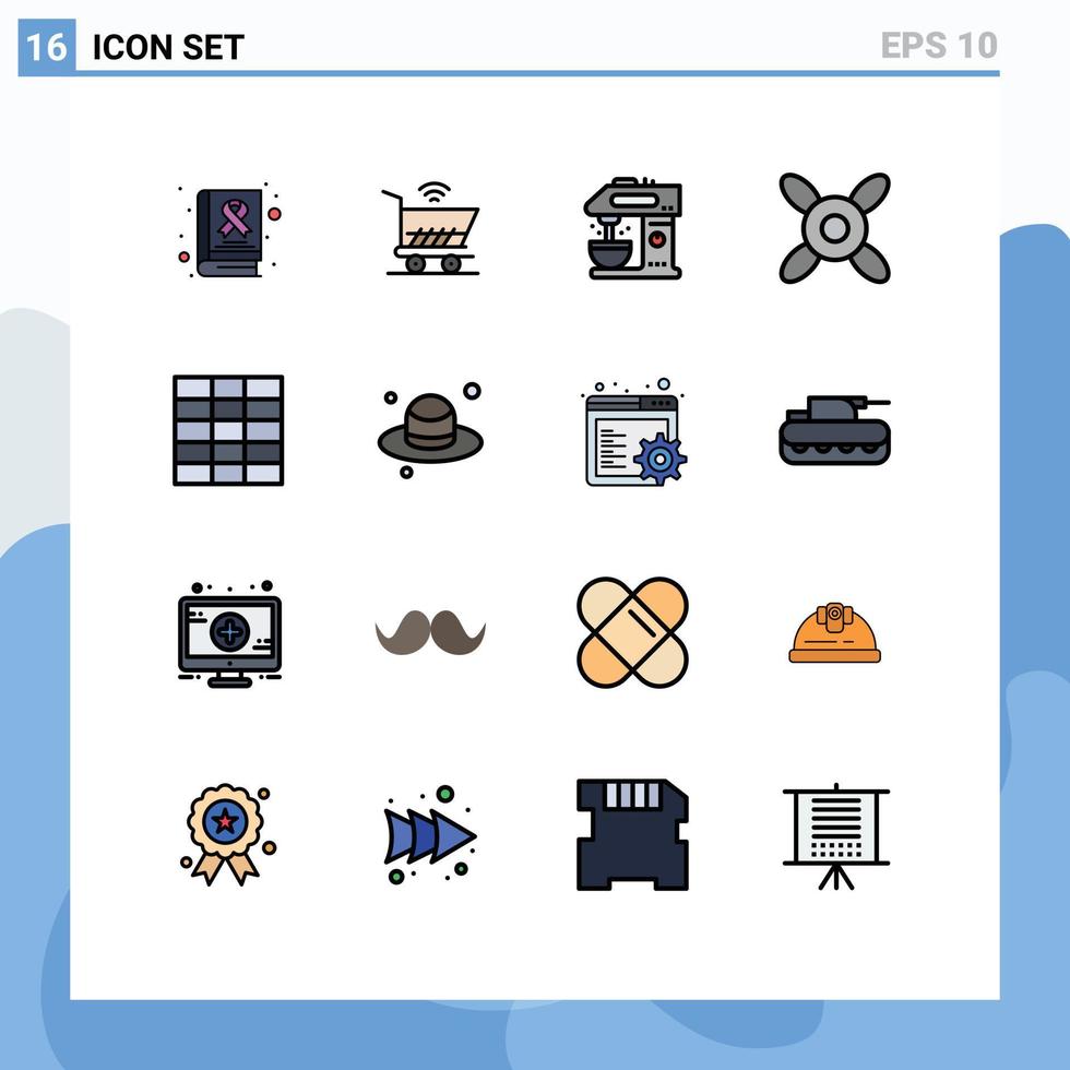 16 Creative Icons Modern Signs and Symbols of day wireframe cafe grid cooler Editable Creative Vector Design Elements