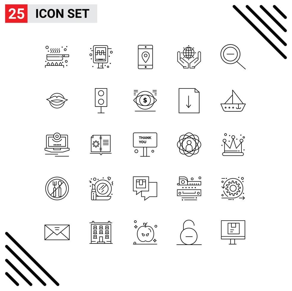 Pictogram Set of 25 Simple Lines of out save the world application protect map Editable Vector Design Elements