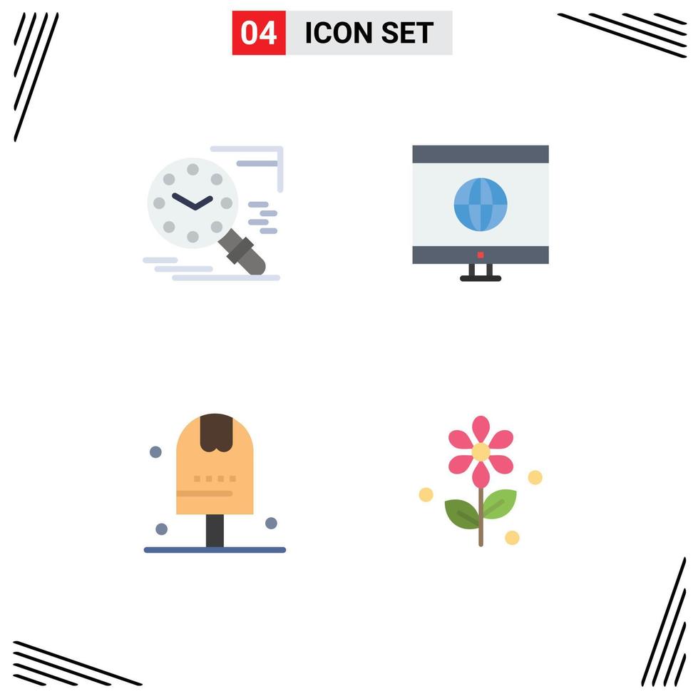 4 Creative Icons Modern Signs and Symbols of search done history global kitchen Editable Vector Design Elements