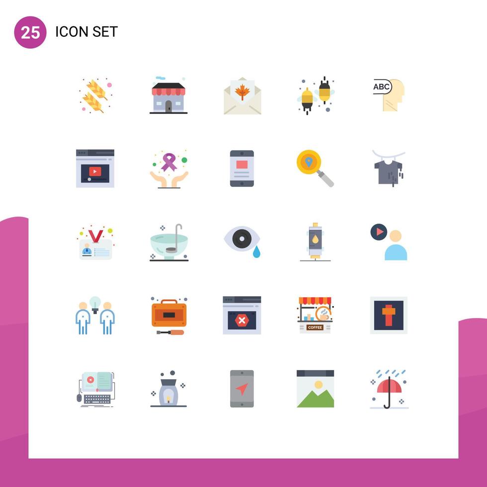 Set of 25 Commercial Flat Colors pack for fly eco card bee thanksgiving Editable Vector Design Elements