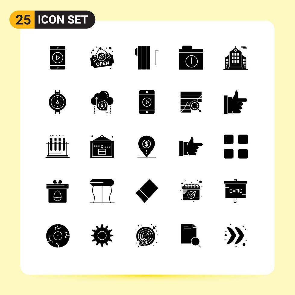 Universal Icon Symbols Group of 25 Modern Solid Glyphs of meter corporation heat business folder Editable Vector Design Elements