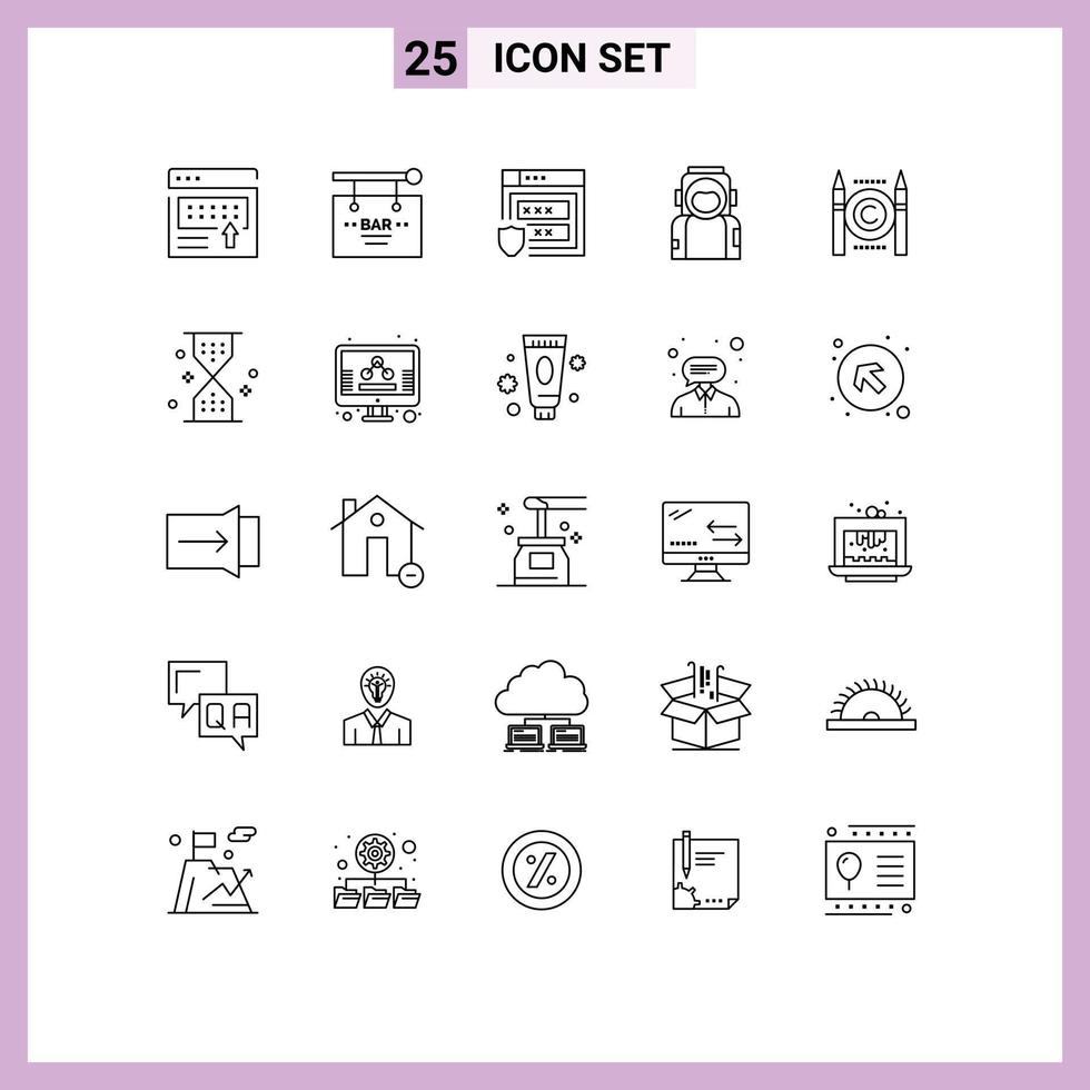 25 Line concept for Websites Mobile and Apps helmet space party astronaut web Editable Vector Design Elements