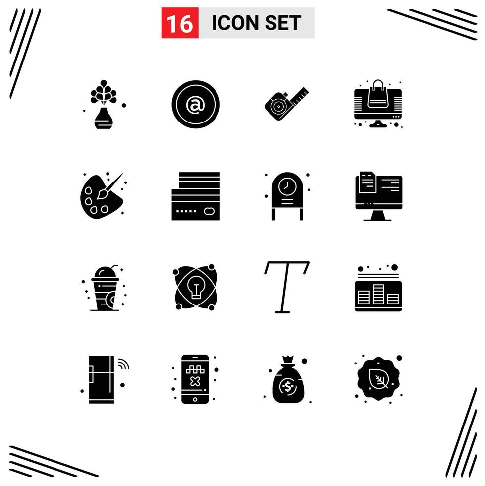 Set of 16 Modern UI Icons Symbols Signs for drawing online store measure shopping bag Editable Vector Design Elements