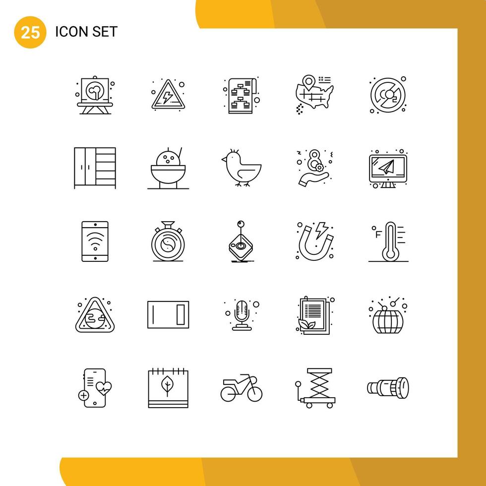 Pack of 25 Modern Lines Signs and Symbols for Web Print Media such as disable gas strategy co map Editable Vector Design Elements