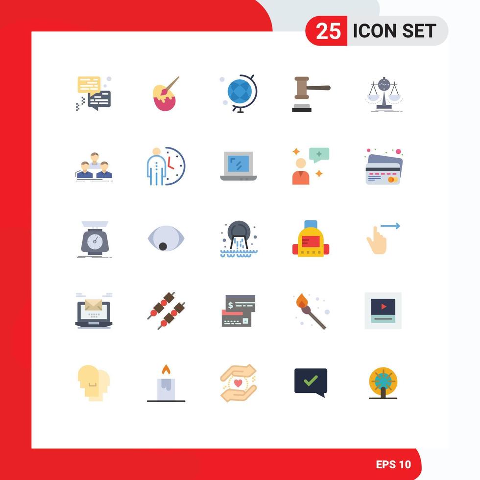 Set of 25 Modern UI Icons Symbols Signs for measure balanced education order court Editable Vector Design Elements