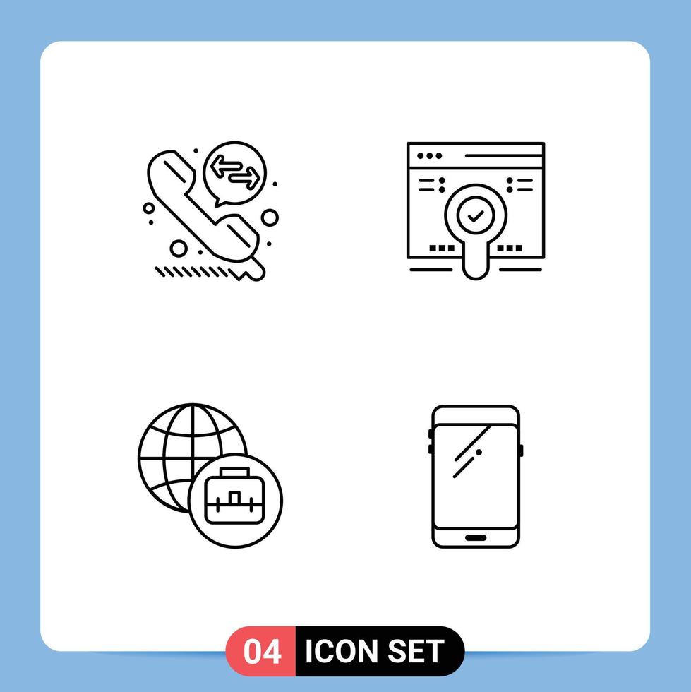 Group of 4 Filledline Flat Colors Signs and Symbols for call deflection smart phone web pack huawei Editable Vector Design Elements