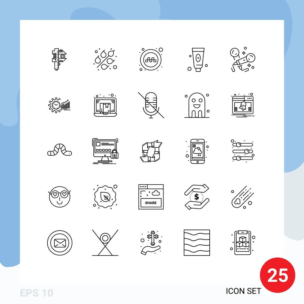 Modern Set of 25 Lines Pictograph of microphone foam public face beauty Editable Vector Design Elements